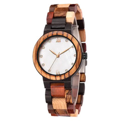 Simple Pearl Shell Color Wood Ladies Watch