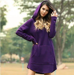 Women's Hooded Sweatshirt Dress with Pockets