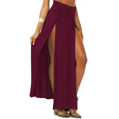 High Waisted Double Slit Maxi Skirt