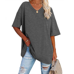 Women's Loose Short-sleeved V-neck T-shirt