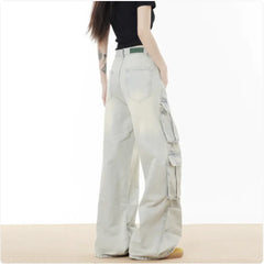 Men's and Women's Loose Wide-Leg Multi-Pocket Pants