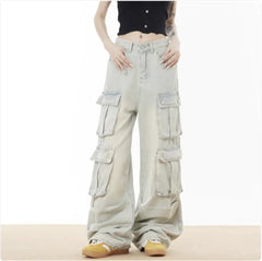 Men's and Women's Loose Wide-Leg Multi-Pocket Pants