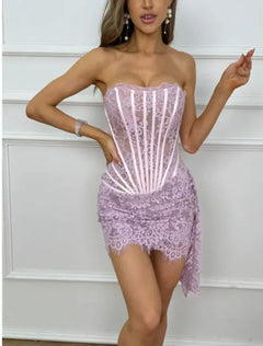 Women's Lace Waist Tube Top Dress