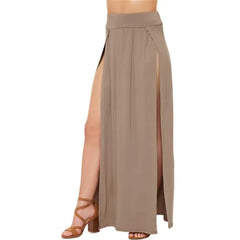 High Waisted Double Slit Maxi Skirt