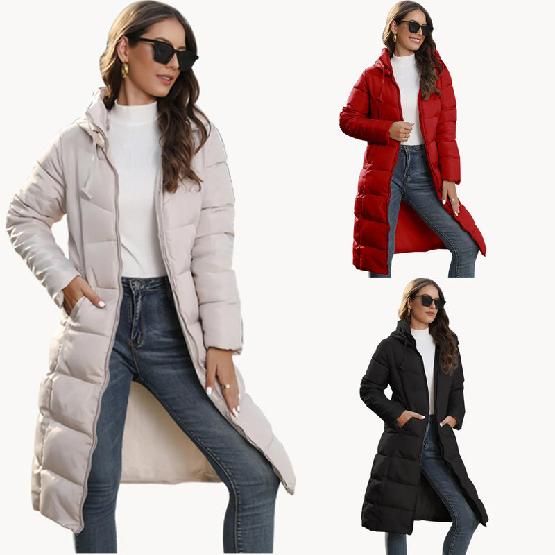 Hooded Women's Mid-Length Padded Coat