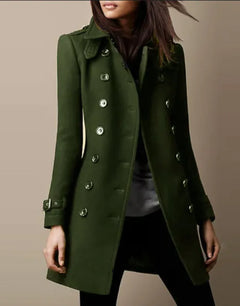 Ladies Spring Long Jacket Wool Trench Coat