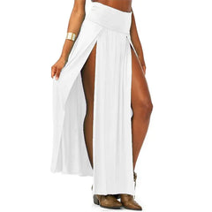 High Waisted Double Slit Maxi Skirt