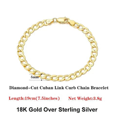 18 Italian Cuban Chain Bracelet for Women Men