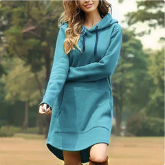 Women's Hooded Sweatshirt Dress with Pockets