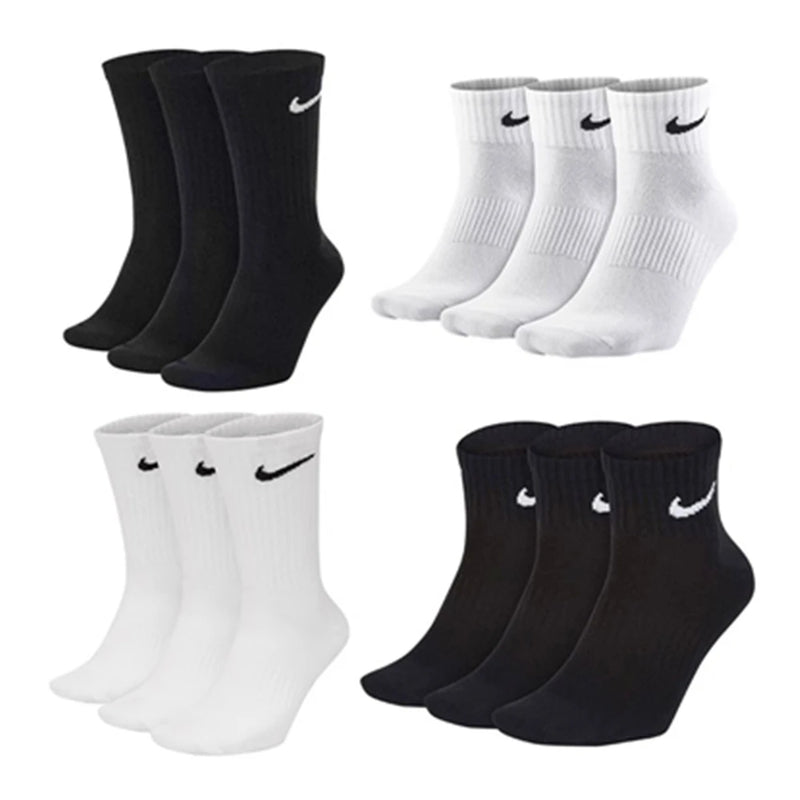 Originals Nike Everyday Lightweight Men's Women's Sports Short Socks White Black 6 Pairs Train Middle Barrel Socks S M L