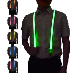 Men Wedding Party Accessories Glow-in-the-dark Tie Bow LED Festival Costume LED Bow Tie LED Lights DIY Suspenders Bow Tie