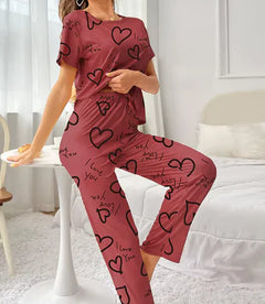 Women's Milk Silk Pajama Set – Short Sleeve & Pants