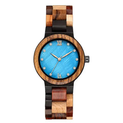 Simple Pearl Shell Color Wood Ladies Watch