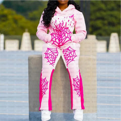 Spider Web Print Hoodie & Trousers Set