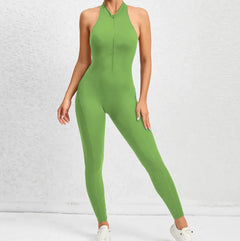 Sleeveless Zippered Yoga Jumpsuit - Tummy Control & Butt Lifting Fitness Sportswear