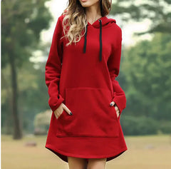 Women's Hooded Sweatshirt Dress with Pockets