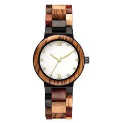 Simple Pearl Shell Color Wood Ladies Watch