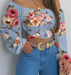 2023 Women's Off Shoulder Printed Blouses