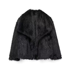 Women's Faux Fox Fur Coat: Luxe Furry Jacket for Autumn and Winter