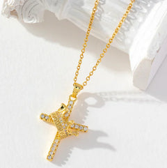 Crown Cross Pendant Necklace for Women