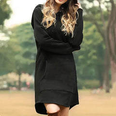 Women's Hooded Sweatshirt Dress with Pockets