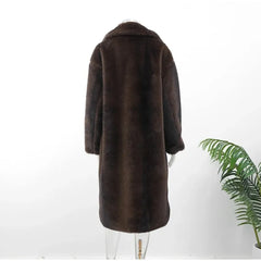 Women's Winter Warm Long Imitation Mink Coat