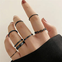 Heart Black Rings Set