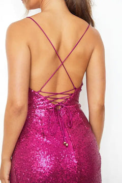 Sequin Cowl Front Bodycon Dress