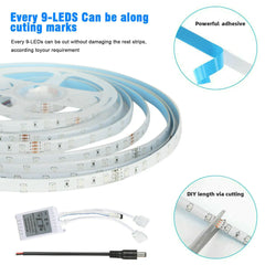 32FT LED SMD Strip Light Flexible 3528 RGB Remote Fairy Lights Room TV Party Bar