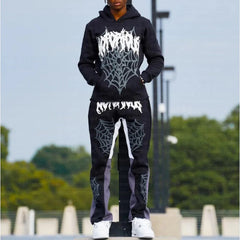 Spider Web Print Hoodie & Trousers Set