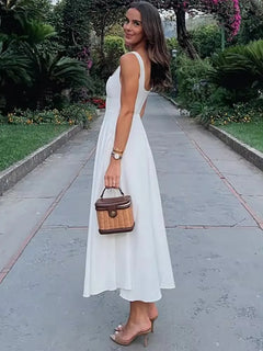 Elegant Square Neck Maxi Dress