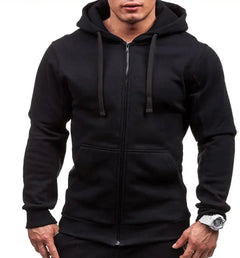 Sweatshirt Men's Zipper Hooded Jacket Men's European And American Hooded Solid Color Cardigan