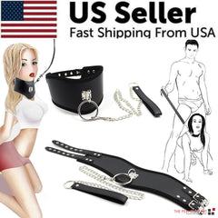 BDSM Bondage SM Kit Women Neck Collar Restraint Set Love Black Slave Hand Cuffs