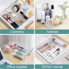 25 Pieces Clear Plastic Drawer Organizer Set