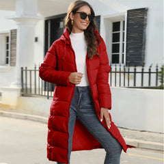 Hooded Women's Mid-Length Padded Coat