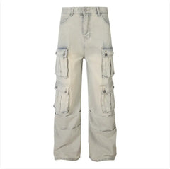 Men's and Women's Loose Wide-Leg Multi-Pocket Pants