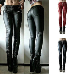 Steampunk Leather Skinny Pants