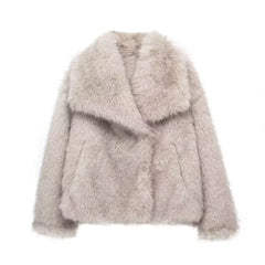 Women's Faux Fox Fur Coat: Luxe Furry Jacket for Autumn and Winter